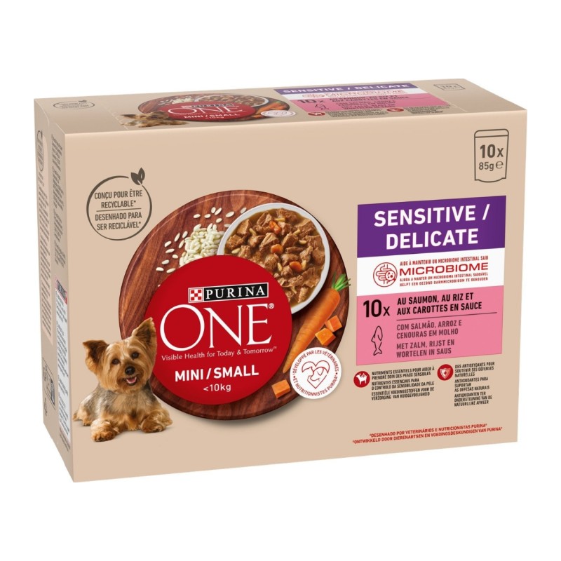 Purina One — Mini adulte saumon, sachets pour chien 10x85 g